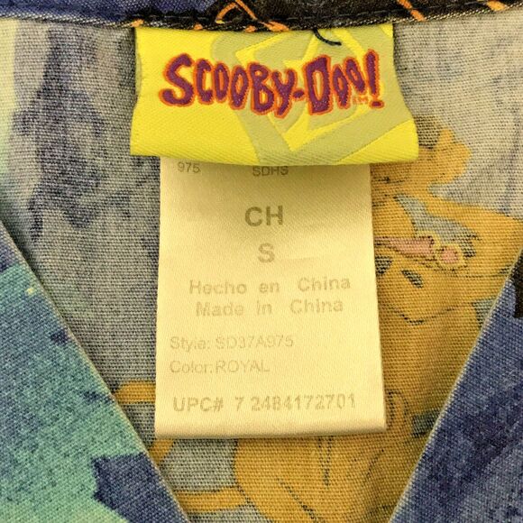 Scooby Doo Scared Silly Scrub Top Women’s S Blue Short Sleeve V-Neck 4 Pockets - Picture 10 of 11